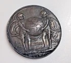 ANTIQUE 1911 DAILY MAIL SHOOTING TROPHY SILVER MEDAL 925 CHERUB GLOBE WORLD OVER