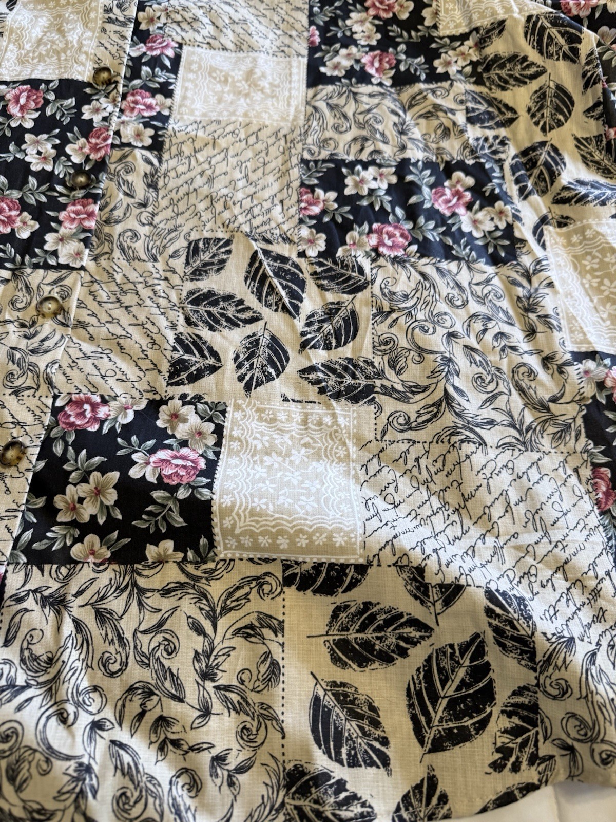 VTG Tapestry Floral Patchwork Button Up Top Plus … - image 2