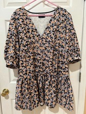 ASOS Design Women's Curve Mini Dress Black Floral Print size 14
