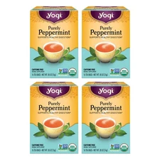 Yogi Tea Purely Peppermint Tea - 16 Tea Bags per Pack (4 Packs) - Caffeine-Fr...