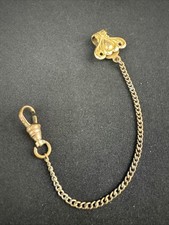 Antique Brass Pocket Watch Fob Chain with Swivel Clip A W Marked