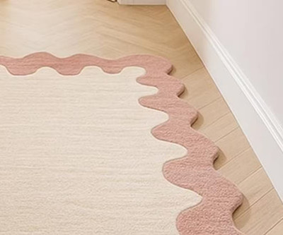 Cream & Blush Pink Modern Abstract Carpet for Hallway Room Rug, Living
