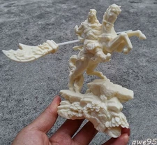 Tagua Nut Chinese Warrior Guan Gong on Horse Statue Guan Yu Figure Decor Gift