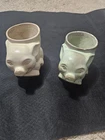 VINTAGE FRANKOMA POTTERY PRAIRIE GREEN AND TAN PIG PLANTERS