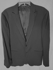 US 38 EU48 Med LINEN JOHN VARVATOS ITALY Blazer Mens BLACK Suit Jacket ITALIAN