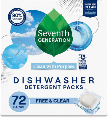 Dishwasher Detergent Packs for Sparkling Dishes Free & Clear Dishwasher Tabs (72