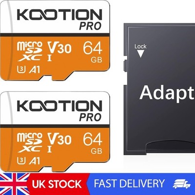 64GB 2er Pack Micro SD Karte, 4K Kamera Pro, UHD Video für GoPro, Actionkamera,
