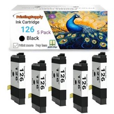 5 Pack Black Ink For Epson 126 WF3520 WF3540 WF7010 WF7510 WorkForce 435 520 545