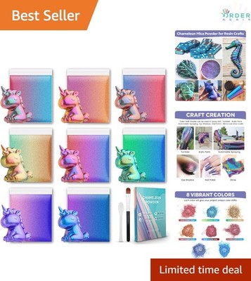 Chameleon Mica Powder 8 Colors Metallic Shift Epoxy Resin Cosmetic Grade