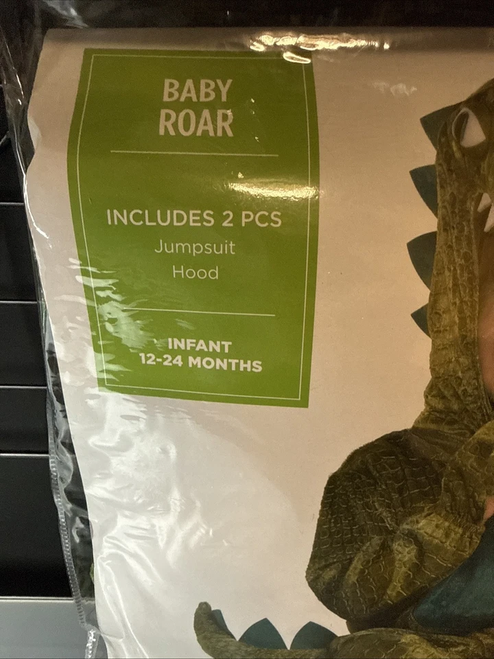 Disfraz de Halloween para bebé dinosaurio, verde y azul “Baby Roar” Foto 3 de 4