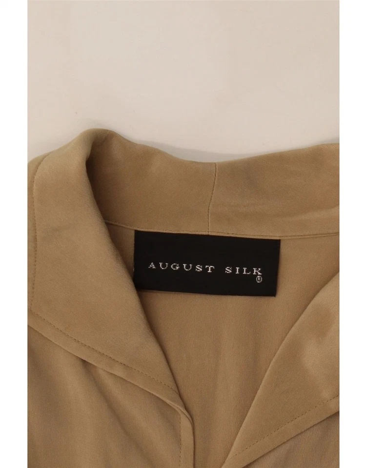 AUGUST SILK Mujer Camisa Blusa Sin Mangas Reino Unido 14 Mediana Beige Seda BE08 Foto 3 de 3