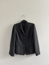 Vintage Ann Taylor Blazer Gray Notch Collar Womens 10 Office 90s Y2K Minimalist