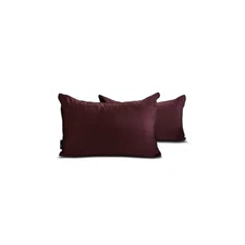 Wine Satin Lumbar Pillow Covers, 12"x16" (Pack of 2) Satin-Wine Slub Satin