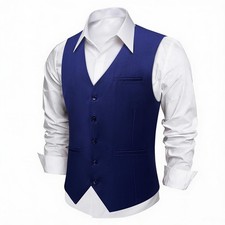 DiBanGu Men's Suit Vest Business Dress Waistcoat with 2 Pockets V-Neck Tuxedo...
