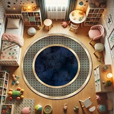 Starry Sky Round Mat, Round Mat, Velvet Mat with High-Definition Pattern Printin