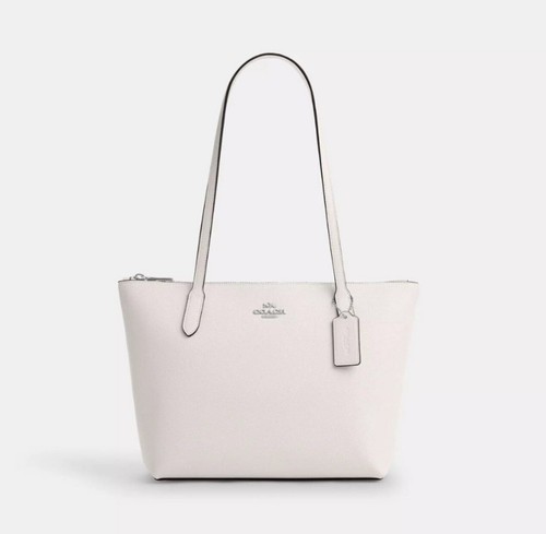NWT Coach Fiona Zip Tote Bag In Silver/ Chalk