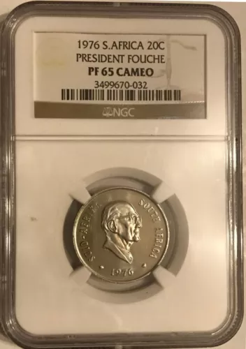 South Africa NGC 1976 20c Twenty Cent High Grade Proof