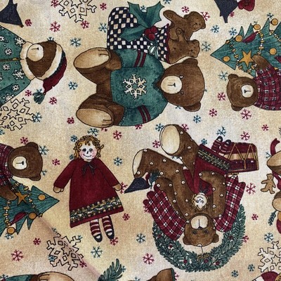 Fabric Christmas Teddy Bears And Angels By Debbie Mumm 1 yard X 40
