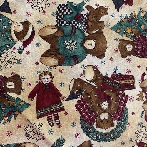 Fabric Christmas Teddy Bears And Angels By Debbie Mumm 1 yard X 40