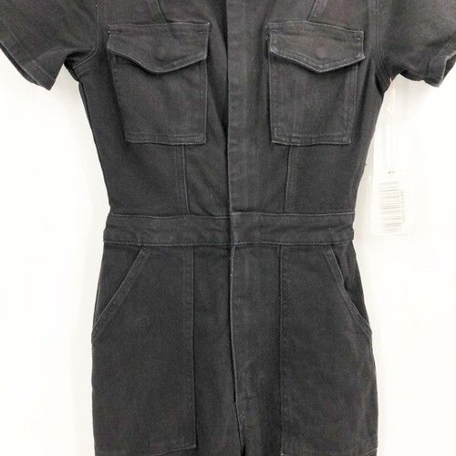 GOOD AMERICAN Fit For Success Jumpsuit 8 5XL Black Short Sleeve Denim NWT - Picture 6 of 17