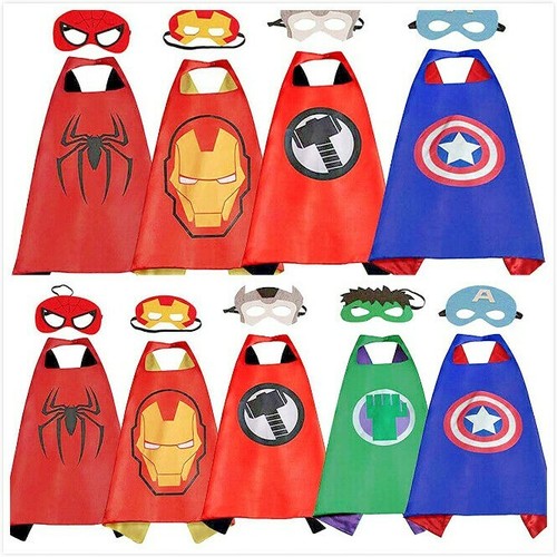 Capes de super-héros avec masques costumes habillés pour enfants garçons filles fête cosplay - Photo 1/27