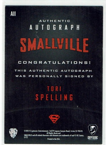 Smallville Seasons 7-10 Cryptozoic Auto Autogrph A11 Tori Spelling as Linda Lake - Picture 2 of 2