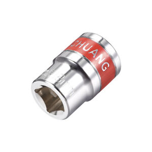 Cr-V Steel uxcell 1/2-Inch Drive 21mm 6-Point Shallow Socket with Red Band 