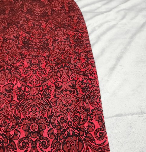 Y2K Worthington Skirt Size 10 Red Maroon Black Floral Paisley Front Slit - Picture 4 of 12