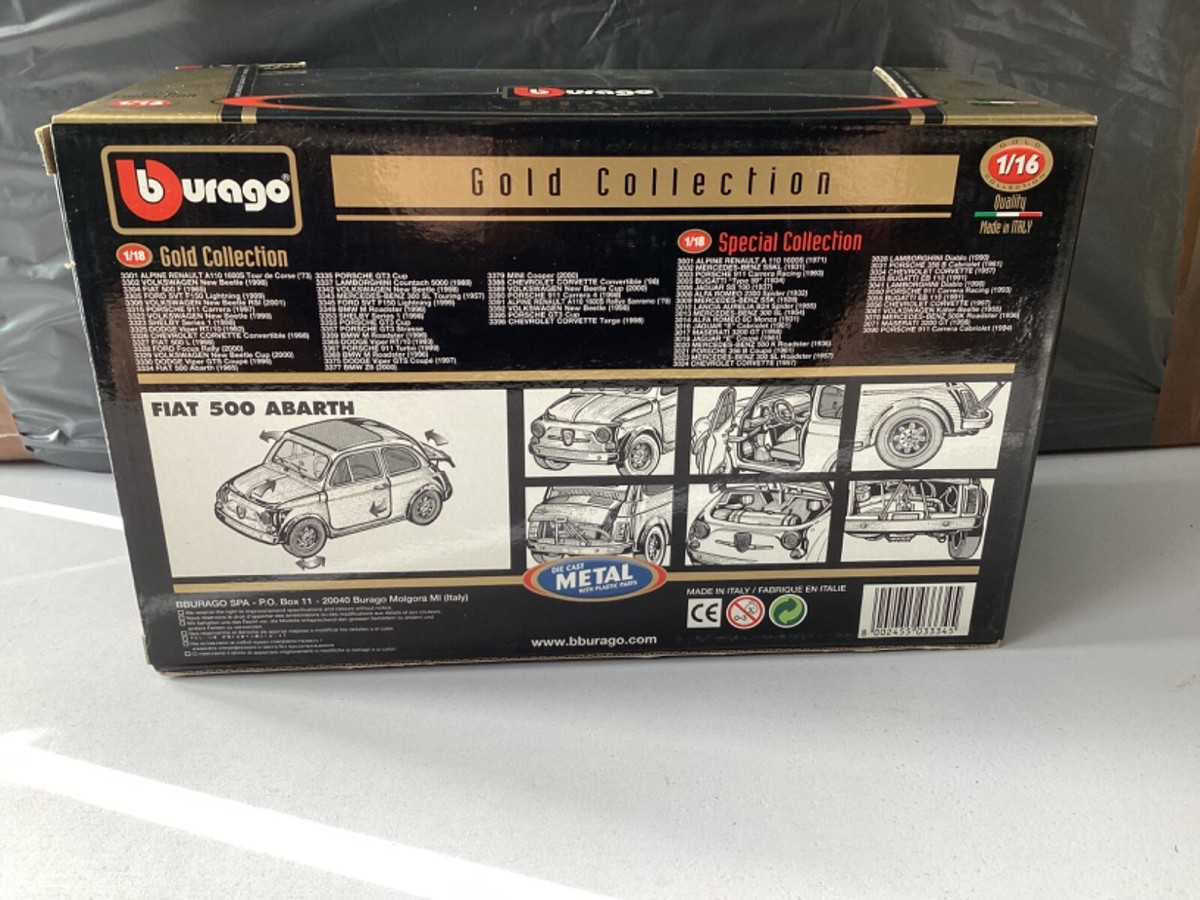 1/16 Burago Fiat 500 Abarth 1965 cod.3334 Gold Collection | eBay UK