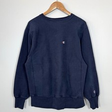 Vintage 90s Champion Reverse Weave Sweatshirt Navy Blue Blank USA L Crewneck