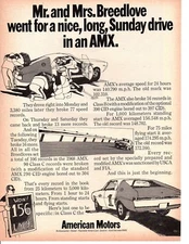 1968 AMERICAN MOTORS AMX 390 / MR & MRS BREEDLOVE ~ ORIGINAL PRINT AD 