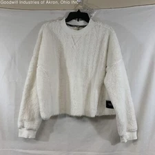 Gently Loved Calvin Klein White Women's Fuzzy Fleece Sweater, Sz. XL