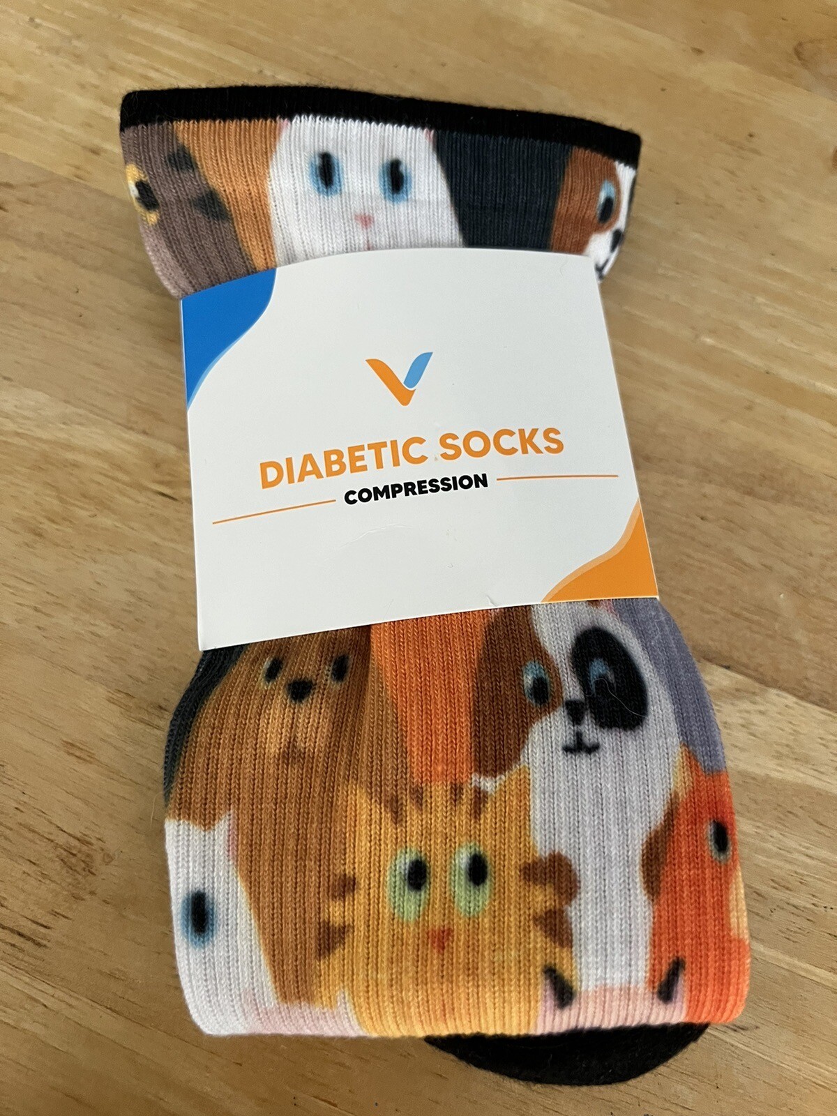 Viasox Diabetic Compression Socks, Cats Design, Large (Women’s 1013