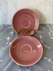 Vintage Set of 2 Genuine Fiesta H.L.Co USA Rose 6” Saucers Retired Fiesta Ware