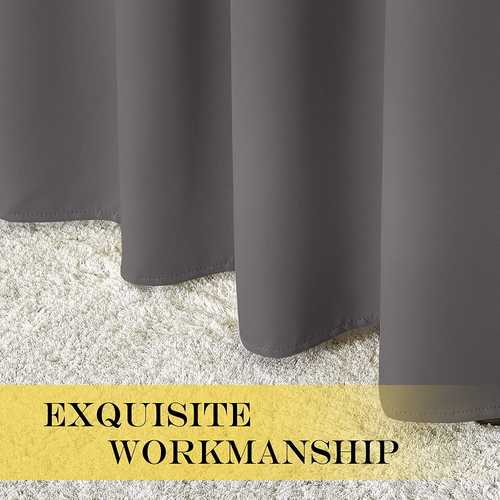 Grey Blackout Patio Sliding Door Curtains 84 Inch Length, Grommet Room Divider T - Picture 6 of 12