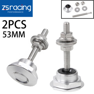 Silver Bumper Latch Kit Push Button Quick Release Hood Bonnet Pins Lock Clip