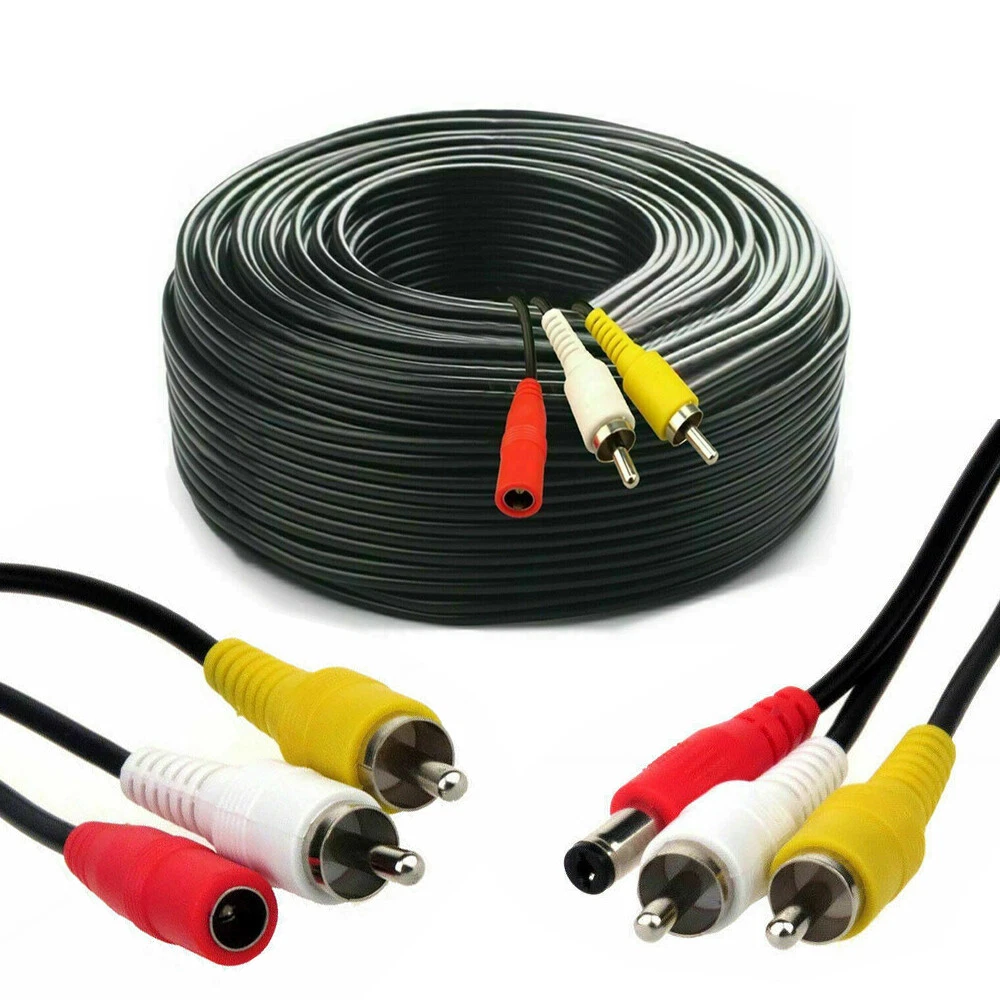 CCTV CAMERA RCA CABLE 30m Phono Audio Video AV DC Power Extension Lead Security