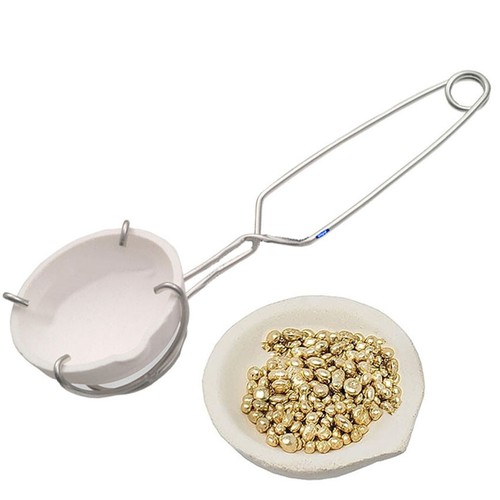 Melting Ceramic Crucible 100 DWT Gold Silver Copper & Whip Handle ITALY - 第 1/5 張圖片