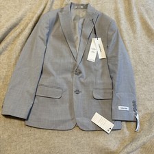 CALVIN KLEIN SUIT JACKET BOYS SIZE 8R SILVER METAL 125       