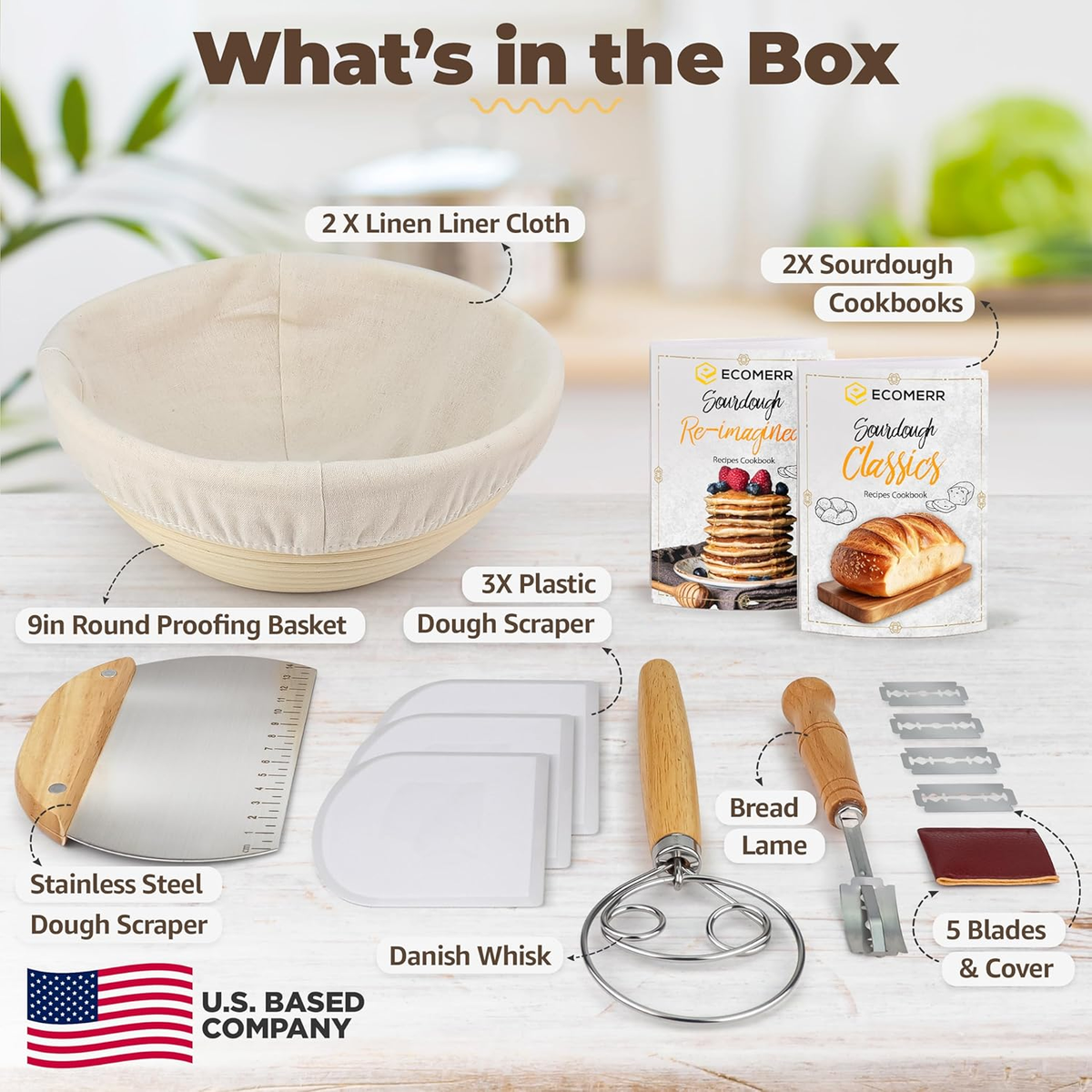 Sourdough Kit with Professional Bread Making Tools - A Complete Sourdough  Bread Making Kit Including10" Round & ブレッドプルーフバスケットオーバルとラウンド(11インチオーバル6個)