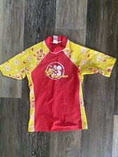 Maui Wear Big Kids Red Yellow Hawaiian Short sleeve Rash Guard XS
