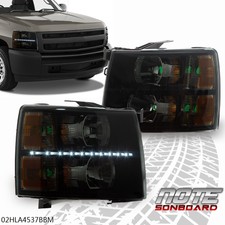 Fit For 07-14 Chevy Silverado Led Drl Strip Smoke Lens Headlightlamps Fit For 07-14 Chevy Silverado Led Drl Strip Smoke Lens Headlightlamps