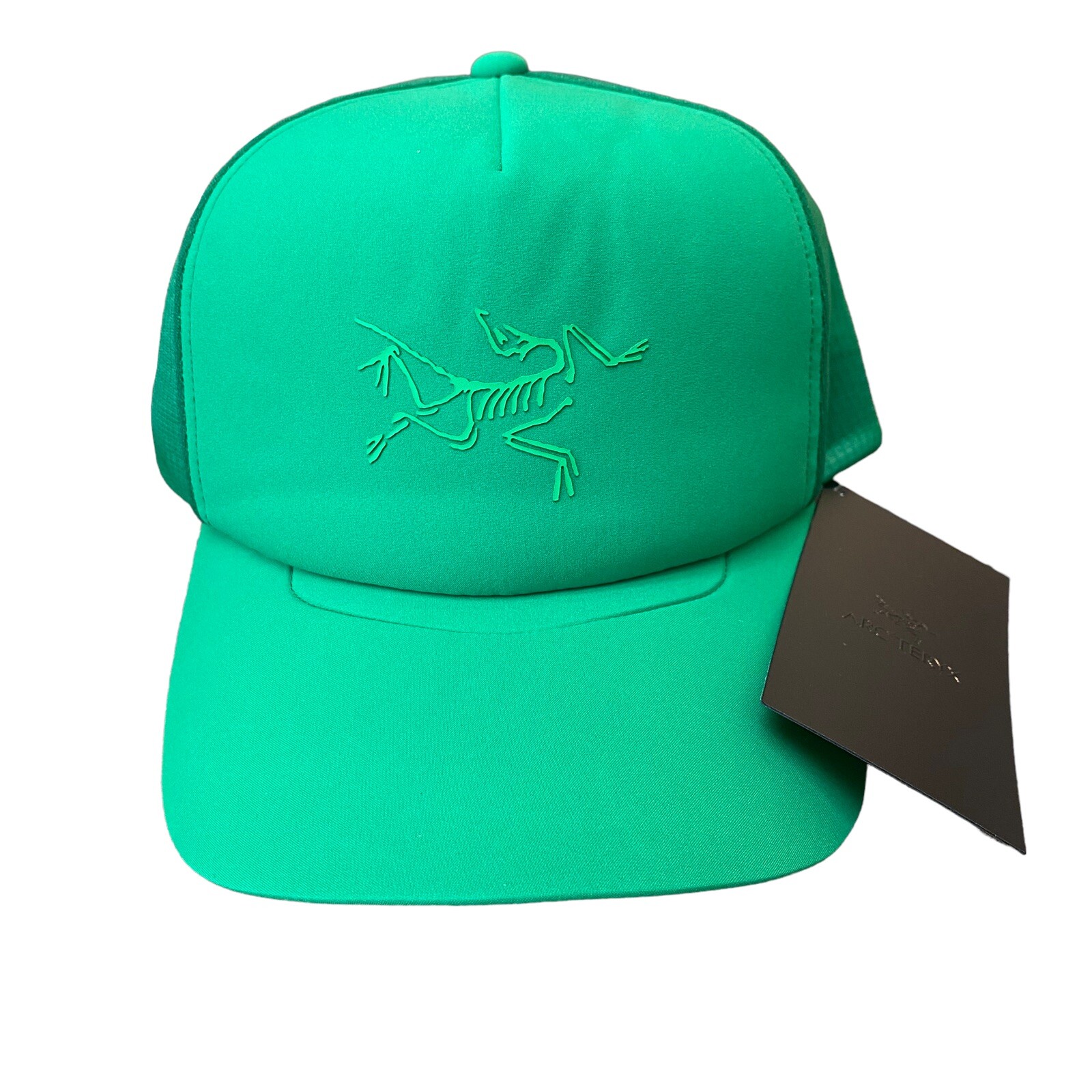 ARC'TERYX Cappello Arc’teryx Bird Trucker Curvo Berretto Snapback Maglia Logo Verde Giungla