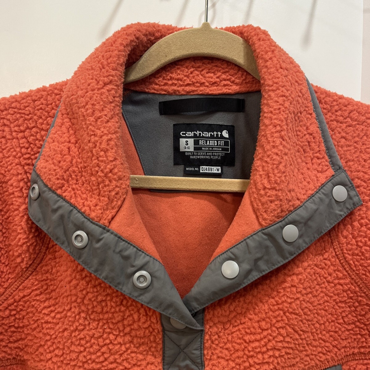 Carhartt Fleece Pullover Sherpa Snap Front Orange 0J4991-W Women's