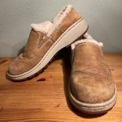 Chaco Zaagh Baa Vibram Sienna Leather Shearling Women s Loafers Slippers Sz 8.5