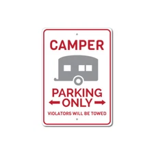 Custom Camper Parking Only Sign Personalized Aluminum Metal Garage Decor