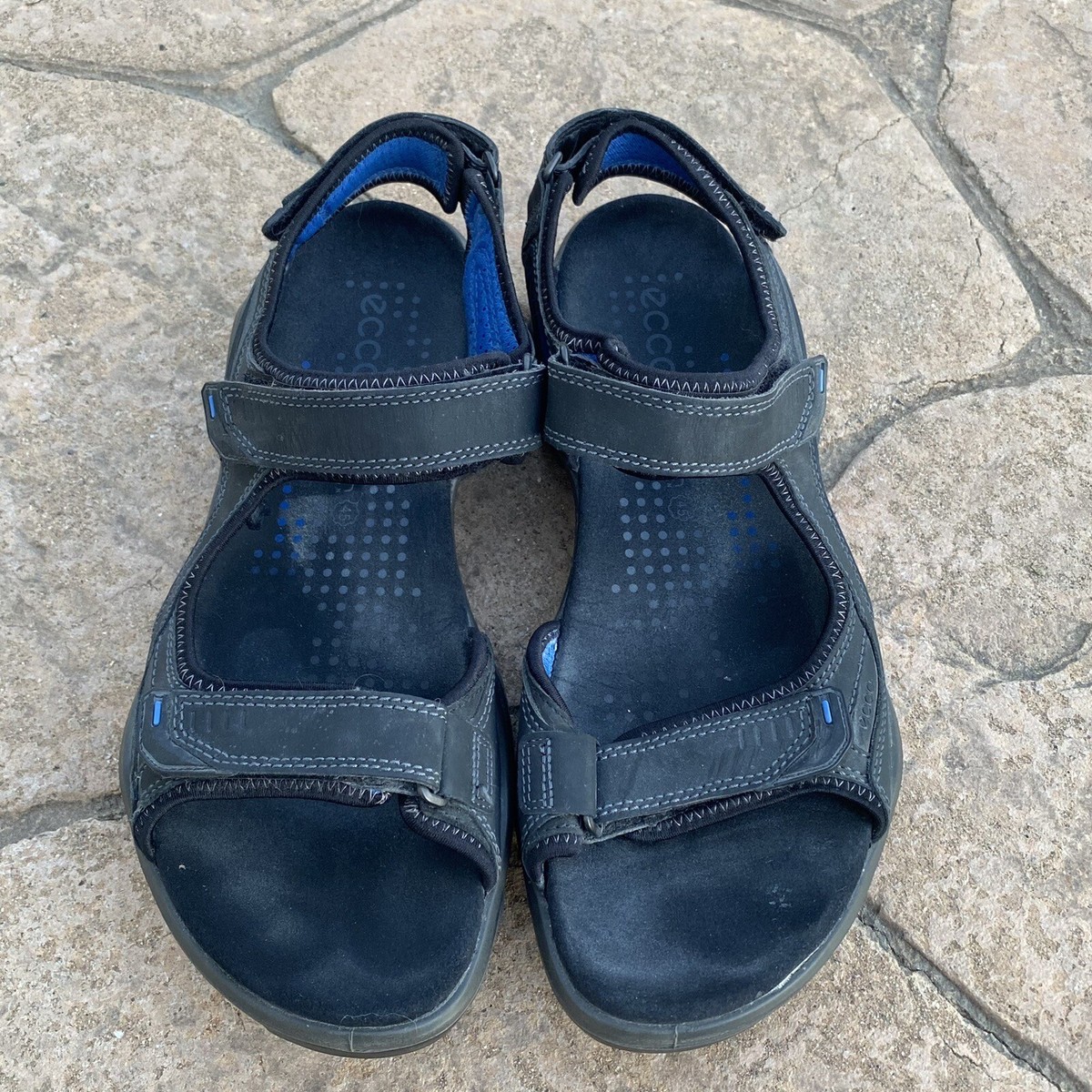 Ecco Sandals Mens 45 EU 11 US Black Leather Yucatan Biom  display picture 1