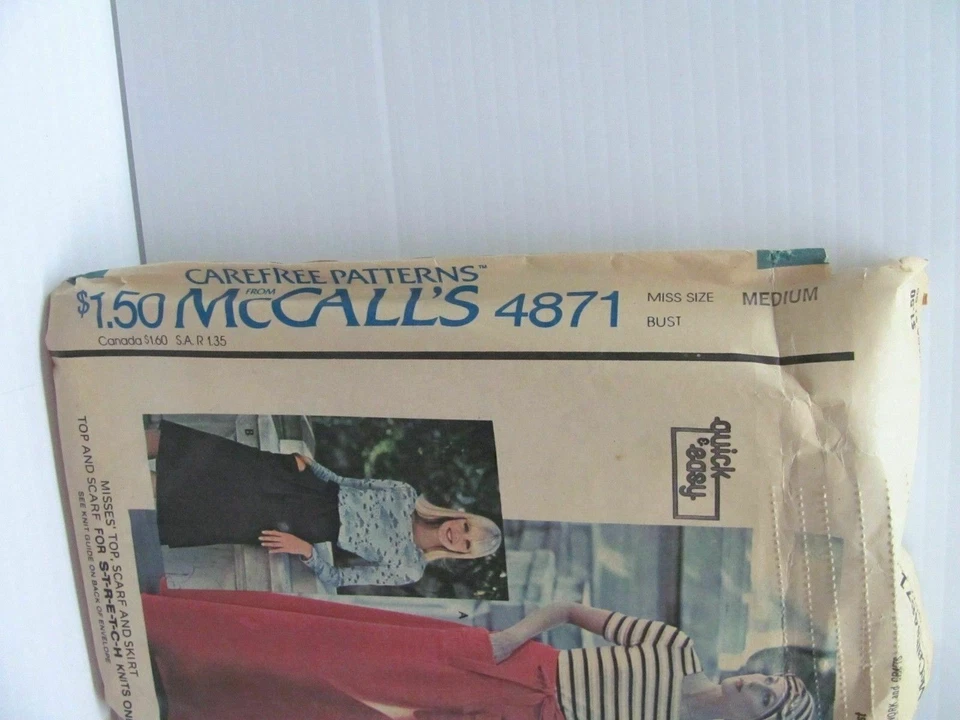 McCall's 4871 Misses Knit Top Scarf Skirt Size M Sewing Pattern #565 - Image 2 of 4