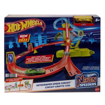 105 未開封 HOTWHEELS INTL CIRCUIT SHANGHAI Hot Wheels Track Set, Neon Skyscraper Speed Circuit with 1
