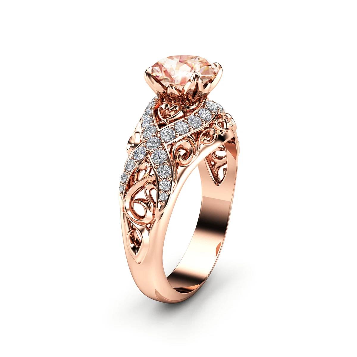 Rose gold deals filigree engagement rings